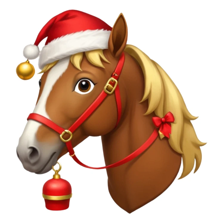christmas brown horse with a red saddle sticker