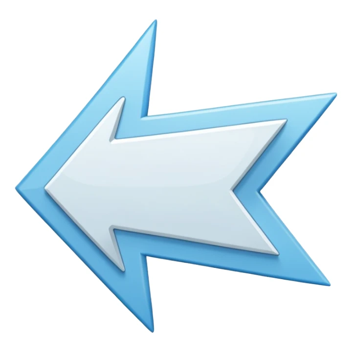 Extremely simplistic white arrow with light blue outline pointing. make the point only on one side sticker