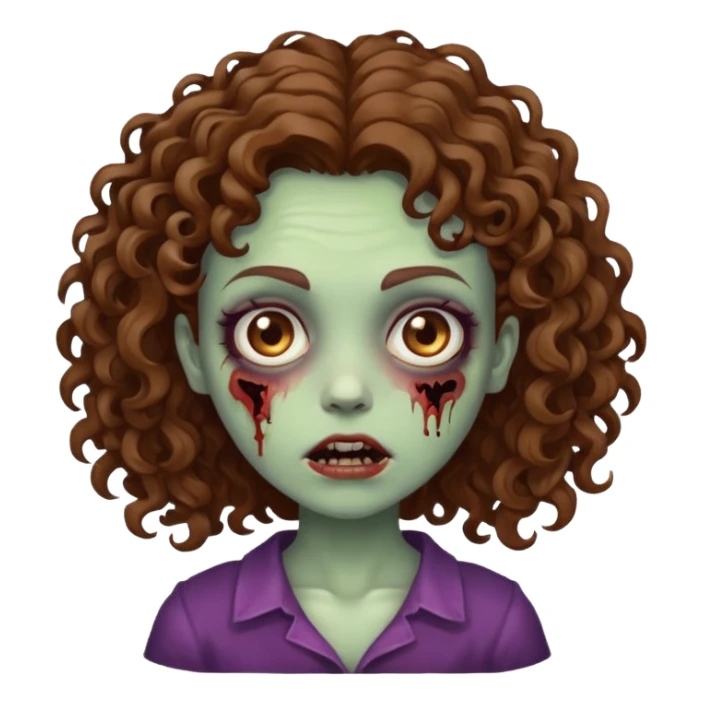 girl zombie with curly brown hair sticker