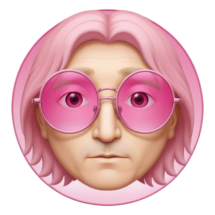 pink round glasses, circular frames with pink gradient lenses, john lennon style sticker