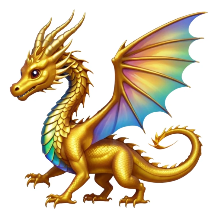 a golden dragon with two legs and two wings and one tail sticker