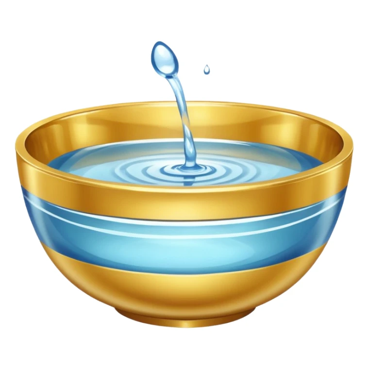 gold bowl, top up inside view, full of water sticker