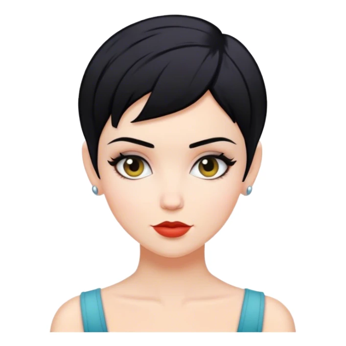 White woman with pixie black hair style sticker