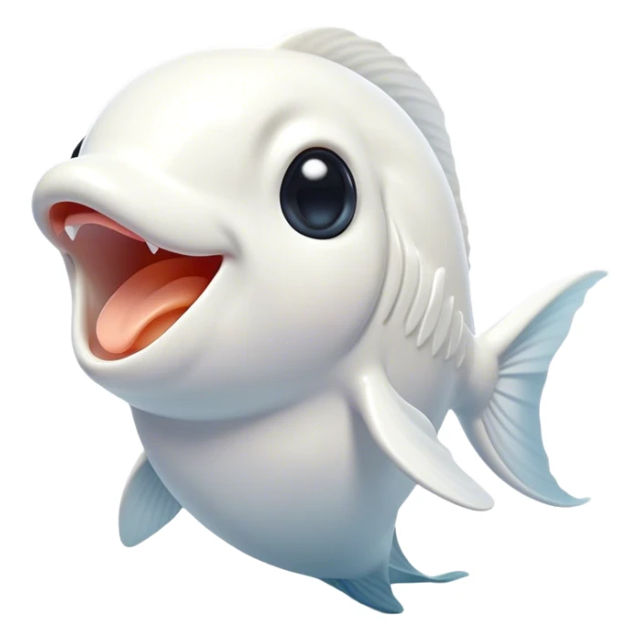 Cinematic Cute Yawning White Goldfish Portrait Emoji, Head tilted slightly with a dramatic, wide-open yawn, showcasing a smooth, pure white body with graceful, flowing fins, eyes barely open in drowsy contentment, Simplified yet irresistibly adorable features, highly detailed, glowing with a soft, cozy glow, high shine, relaxed yet expressive, stylized with a touch of whimsy, bright and endearing, soft glowing outline, capturing the essence of a sleepy yet affectionate goldfish, so drowsy it feels like it could float out of the screen and curl up for a nap! sticker
