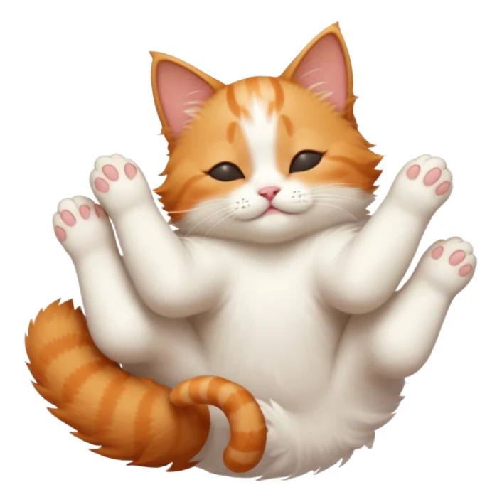 ginger and white small cat in funny positions upside down with eyes closed sticker