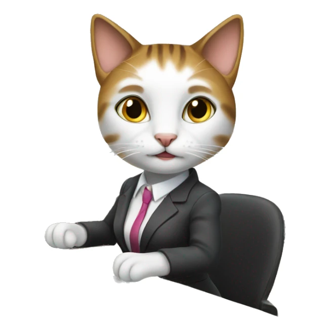 business female cat working at desk in office sticker