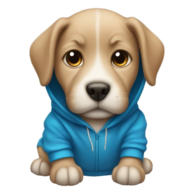 Puppy dog with a blue hoodie sticker