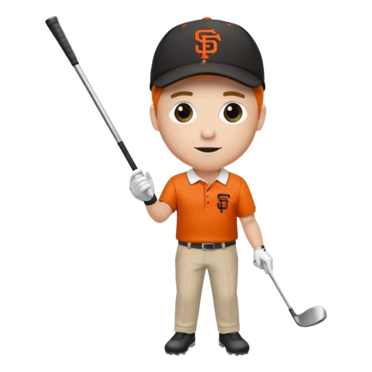 Man with Driving a Golf ball with San Francisco Giants cap sticker