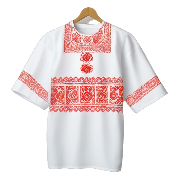  Shirt  vyshyvanka, white with red round embodiary on sleeves sticker