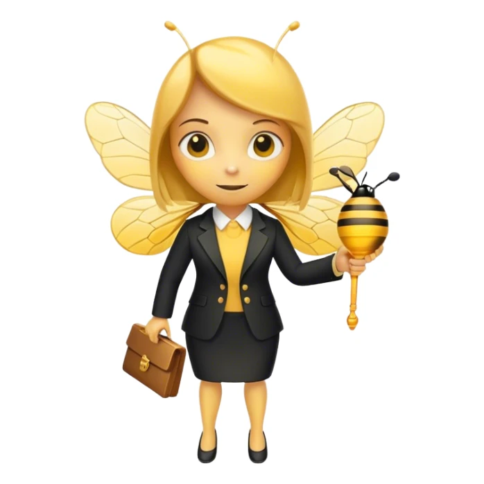 a bee in an office suit with keys in her hand.  sticker