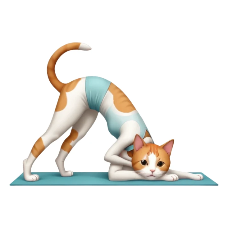 cat in downward dog yoga pose, triangle pose with raised hips sticker