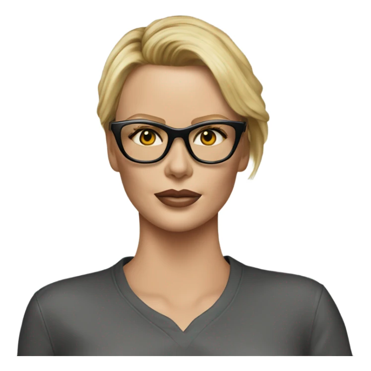 ultra realistic charlize theron wearing shirt and glasses  sticker