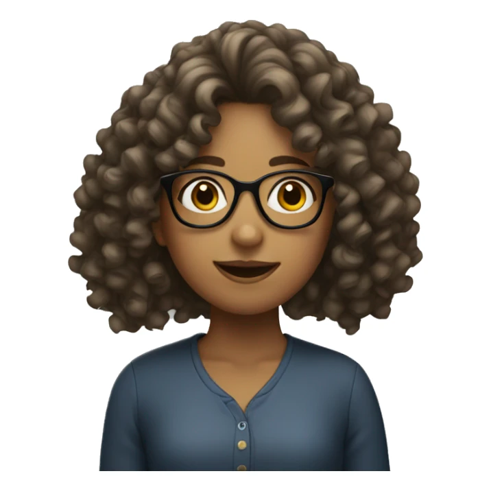 Girl with curly hair with glasses sticker