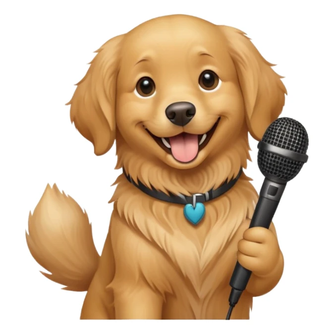 Dog with a mic sticker