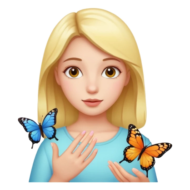 a girl with buffterfly sticker