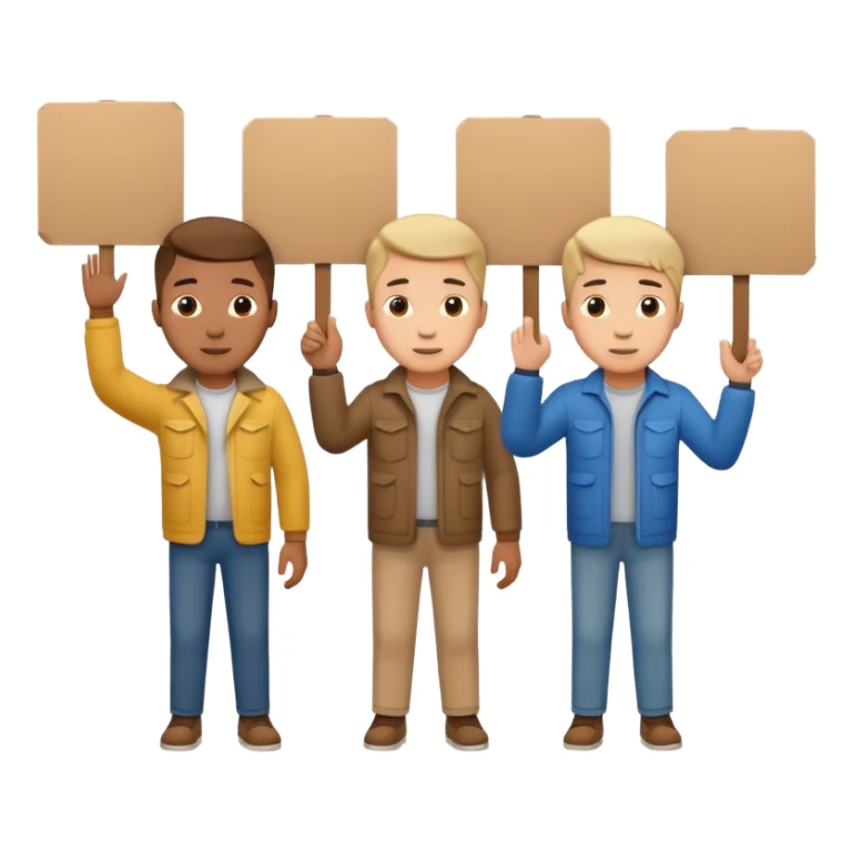 men with cardboard in hands stopping cars sticker