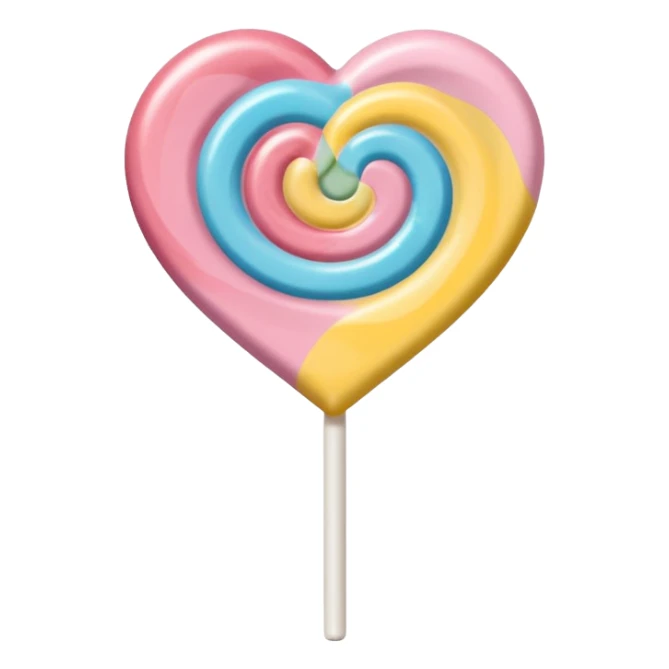A lollipop heart in soft pink, beige and yellow pastel colors sticker