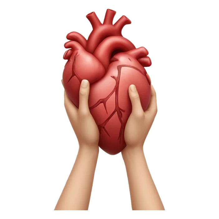 Two hands holding a anatomical heart very carefully  sticker