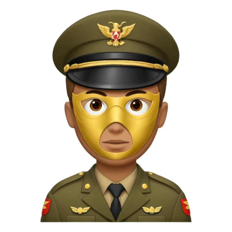 soldier in uniform and wearing mask sticker
