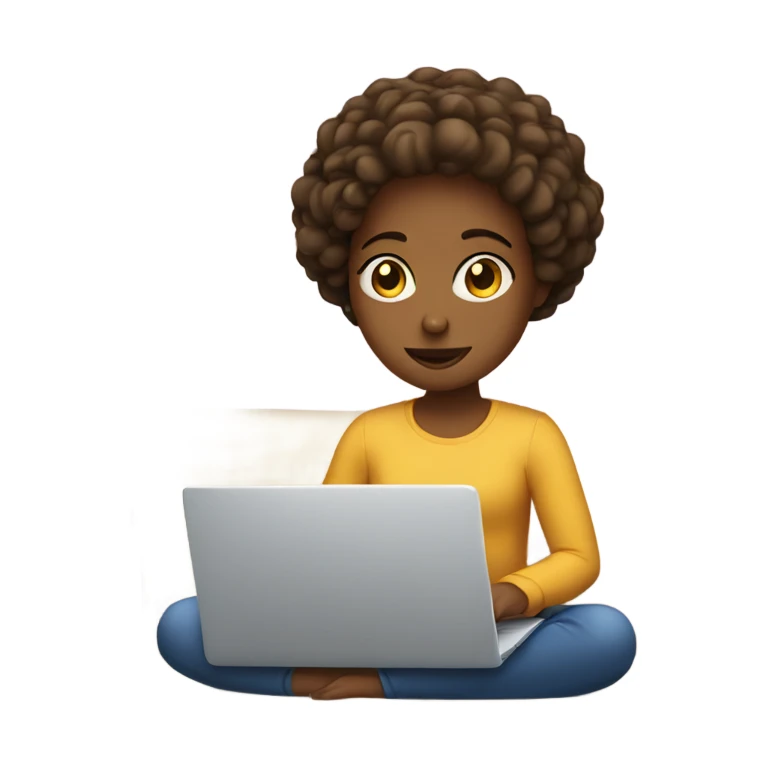 Girl on laptop sitting on couch sticker