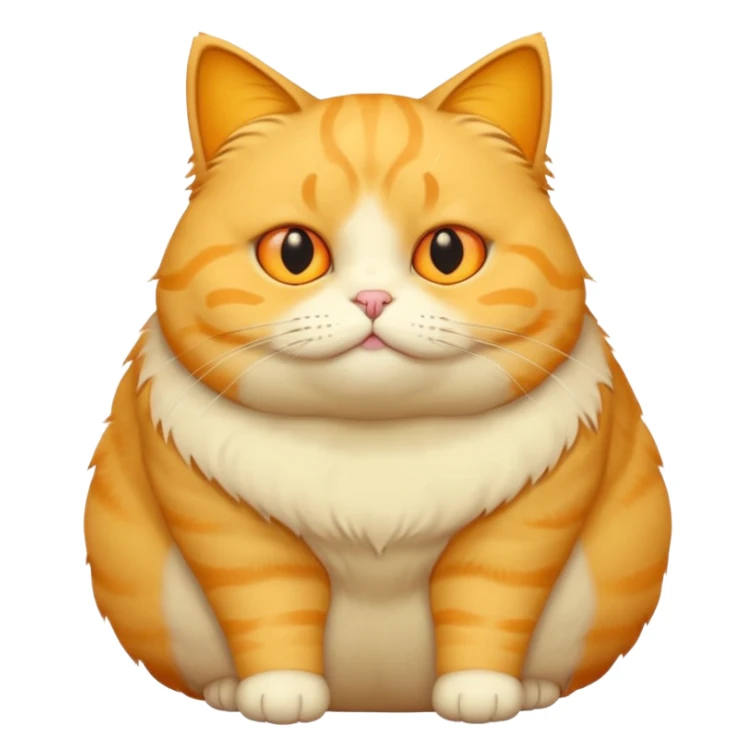 cute completely yellow fat cat whole body sticker
