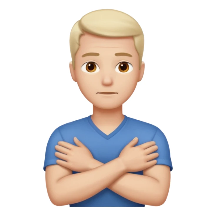 arms crossed hands around neck eyes open man sticker