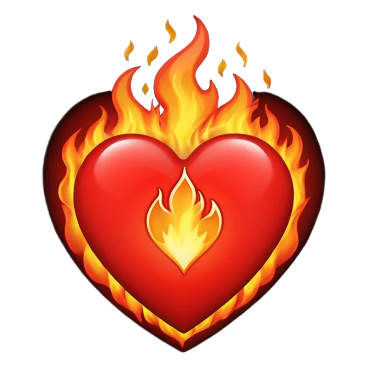 A red heart with bright flames on top, blending realistic fire with a slightly gothic cartoon style. Inside the heart, in small bold gothic text, it says:
Pyromaniacs   sticker