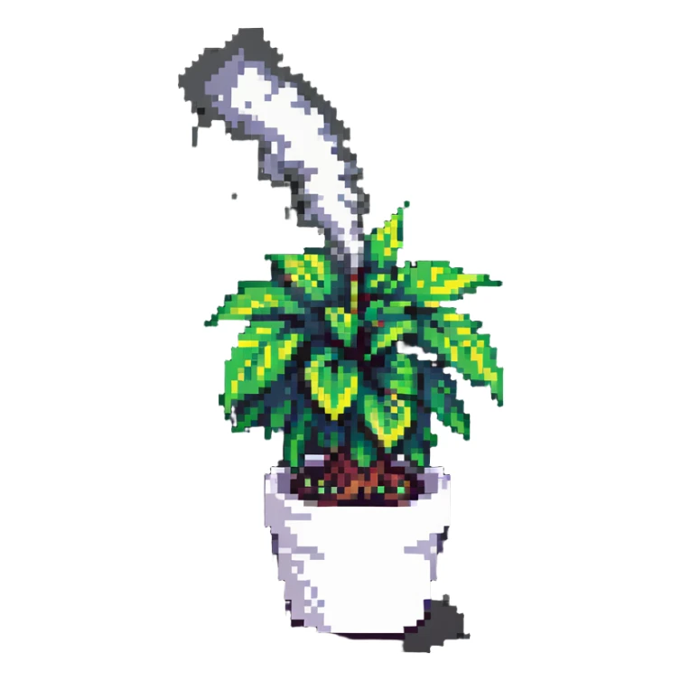 furious potted plant exhaling smoke sticker