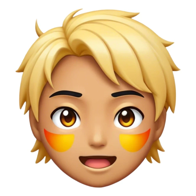 Cinematic Realistic Anime Pop Culture Emoji, featuring a dynamic, stylized portrayal of iconic anime characters rendered with vibrant textures and energetic, colorful lighting. sticker