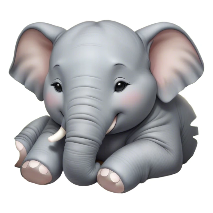 Meme-Worthy Cute Sleeping Elephant Portrait Emoji, Head resting peacefully with a contented smile, showcasing a massive, gentle build and a luxuriously soft gray hide, eyes shut in a serene, restful nap, Simplified yet hilariously adorable features, highly detailed, glowing with a soft, drowsy light, high shine, relaxed and utterly lovable, stylized with an air of playful laziness, bright and heartwarming, soft glowing outline, capturing the essence of a comically sleepy elephant, so meme-worthy it feels like it could instantly become the next viral sensation of adorable slumber! sticker