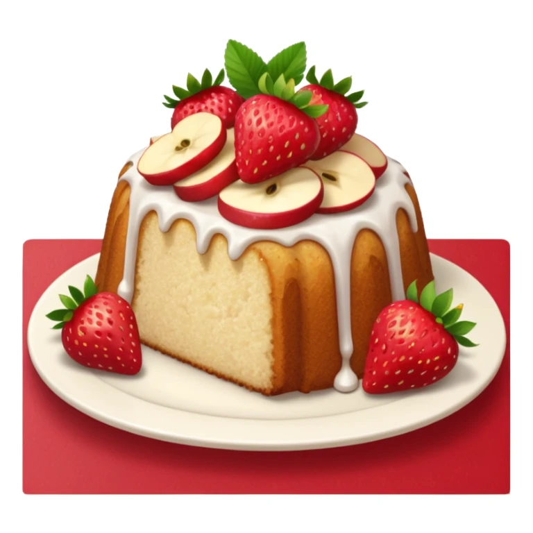 Strawberry poundcake with strawberries apple emoji  sticker