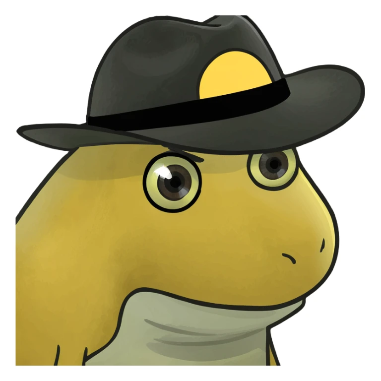 triángulo amarillo con un ojo en el centro y un sombrero negro sticker