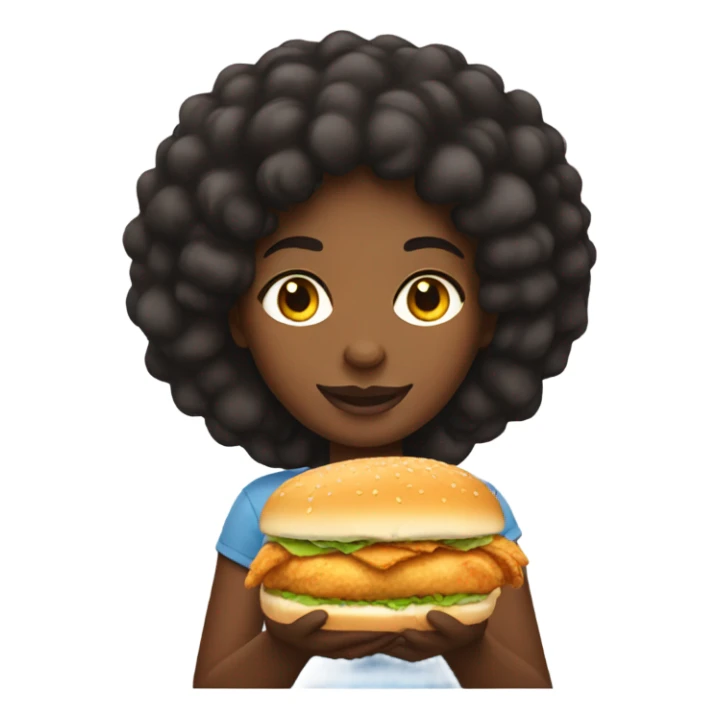 Black girl with chicken sandwich in her hand sticker
