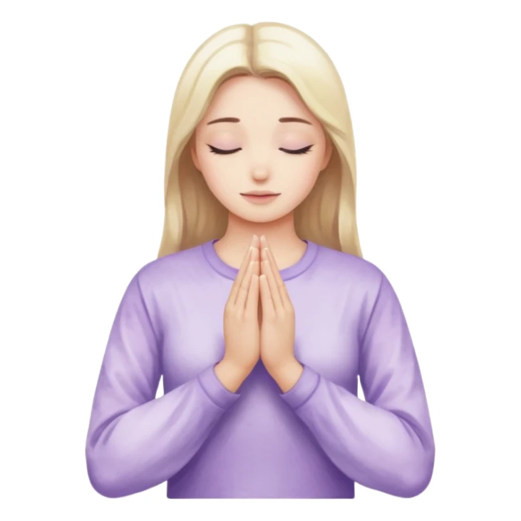 Hands in prayer in watercolor, sleeves in lilac color sticker