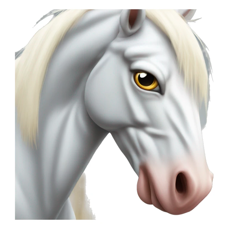 very long wild angry mad albino horse head sticker