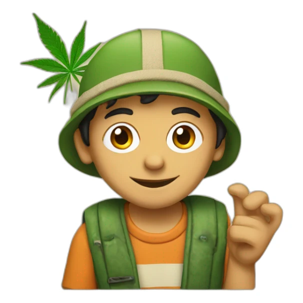 El chavo holds cannabis sticker