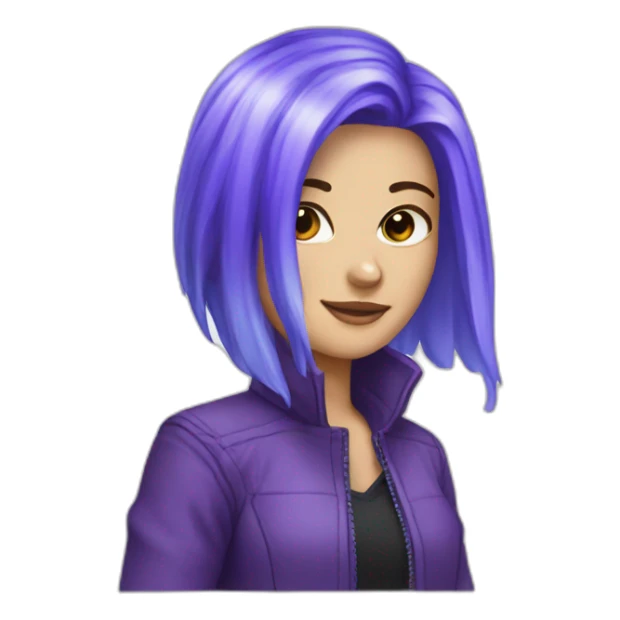 Blue purple hair jacket white girl sticker