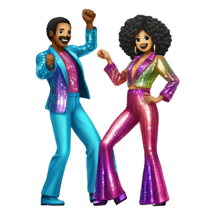 man and woman disco sticker
