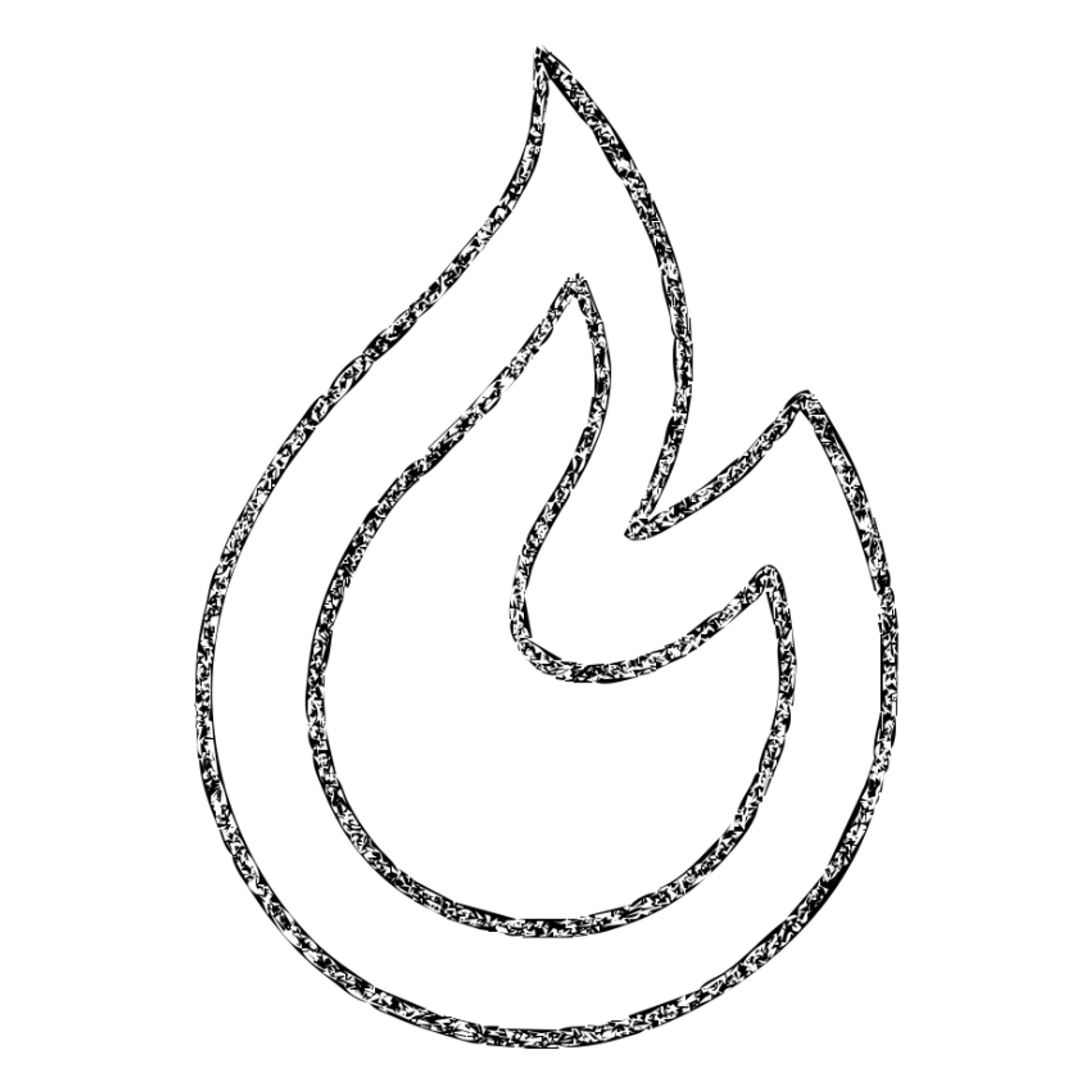 blue abstract flame shape, geometric, hand-drawn outline sticker