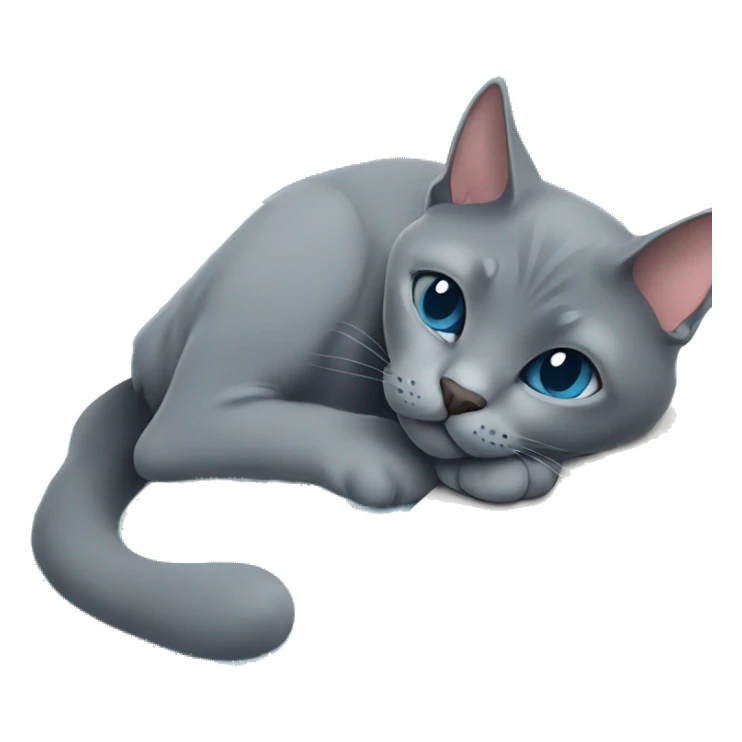 Russian blue cat lounging by a swimming pool  sticker