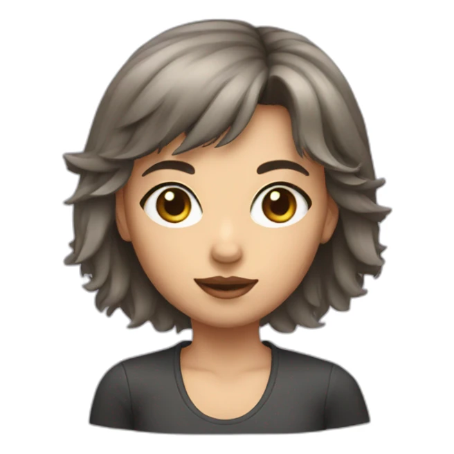 Girl with wolf cut hair and big eyes sticker