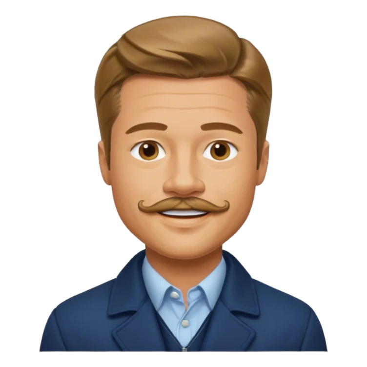 brad pitt with stache, wear navy jacket sticker