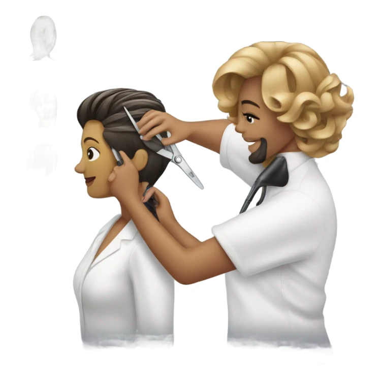 Hairdresser cutting a lady’s hair sticker