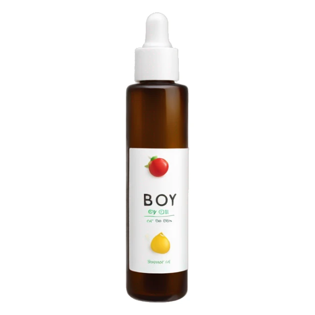 bottle of body oil with label sticker