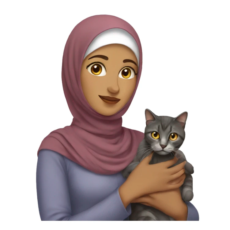 A Muslim woman petting a cat sticker