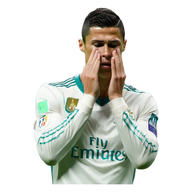 Football player Cristiano Ronaldo hands on his face at defeat sticker