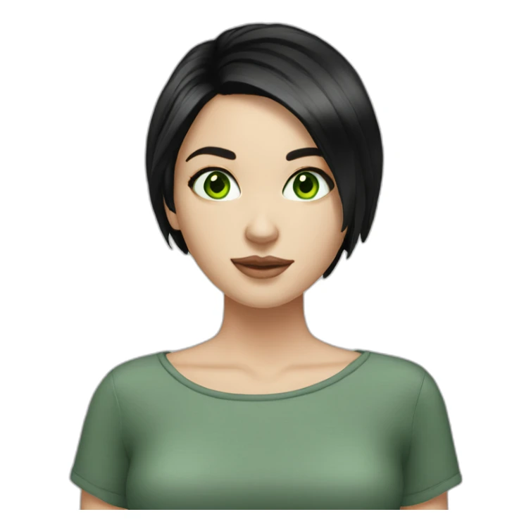 white girl short black hair green eyes sticker