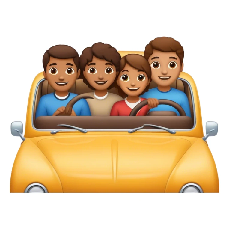 Four brown people  in a car  sticker