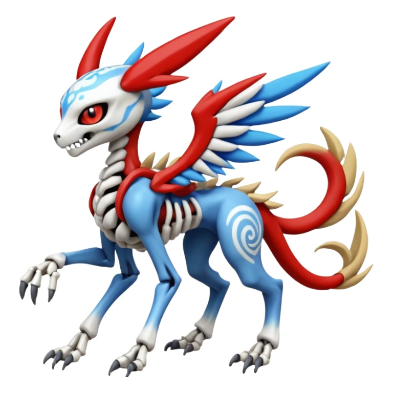 Digitigrade Cool Badass Skeletal Meloetta-Wargreymon-Renamon-Guilmon-Pokémon-Digimon-Fakémon-fusion-hybrid-creature sticker