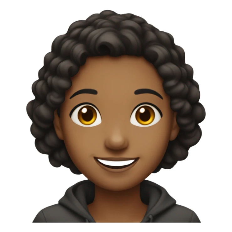 Brown girl with short black hair happy  sticker